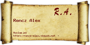 Rencz Alex névjegykártya